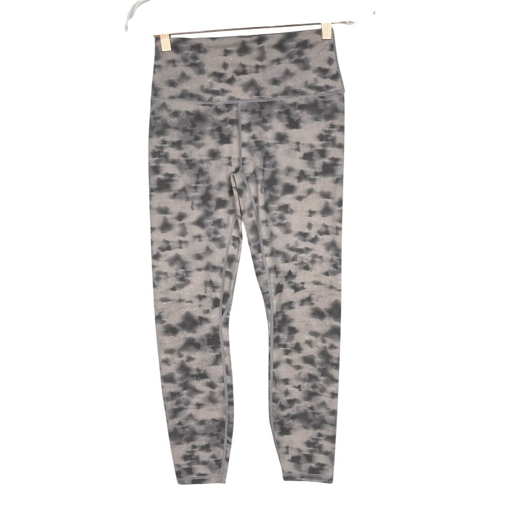 New Varley Small S Grey Lets Go High Rise Leggings Workout Printed Concrete Leaf
